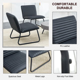 Black minimalist armless sofa chair with PU backrest paired with black metal legs