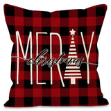 Christmas Pillowcase Linen Red Black Checkered Letter Printed Pillow Cover Holiday Living Room Decoration - V.I.P Digital Presence