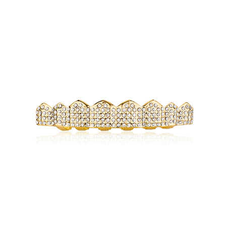 Real gold electroplated gold tooth set eight tooth full diamond hip hop tooth set tee grills - V.I.P Digital Presence