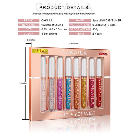 CAKAILA  8 color Matte Glitter Color Liquid Eyeliner Set Long lasting and not smudged - V.I.P Digital Presence