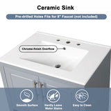 30" Bathroom Vanity with Sink, Multi-functional Bathroom Cabinet with Doors and Drawers, Solid Frame and MDF Board, Grey - V.I.P Digital Presence