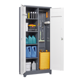 Metal storage cabinets, lockable cleaning tool cabinets, high broom tool organizers, and large storage cabinets in storage store - V.I.P Digital Presence