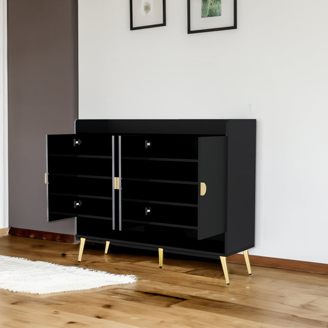 U-Can shoe cabinet with door, 11 layers with adjustable shelves, modern wooden shoe cabinet (PVC surface) - V.I.P Digital Presence