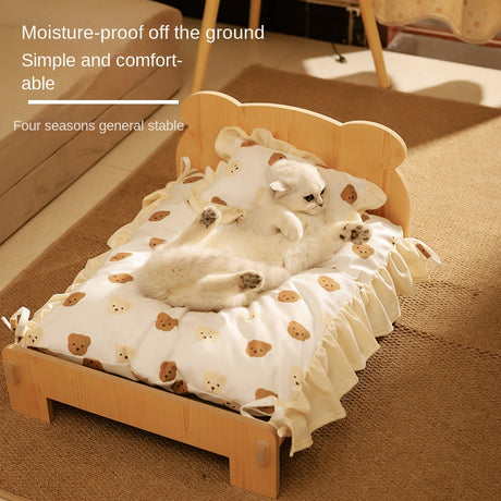 Cat Bed Universal Pet Bed Pet Nest Dog Nest Removable Solid Wood Bed Cute Kitten Princess Bed Pet Supplies - V.I.P Digital Presence