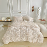 Bedding, Amazon duvet cover, pillowcase, solid color, 3D 3D 3D distressed button flower 3-piece set, no bed sheets - V.I.P Digital Presence