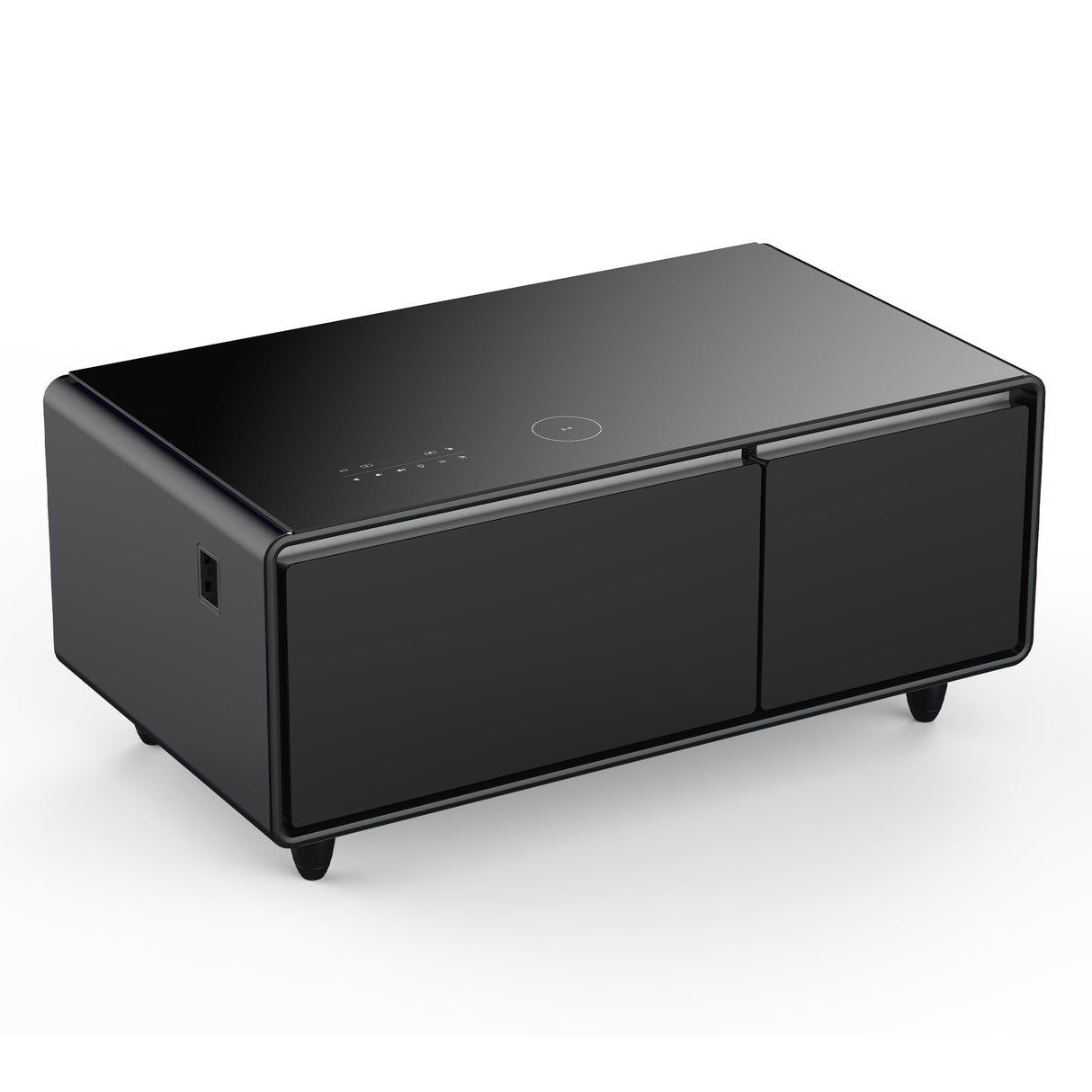 Modern Smart Coffee Table with Built-in Fridge, Bluetooth Speaker, Wireless Charging, Touch Control Panel, USB Interface Black - V.I.P Digital Presence