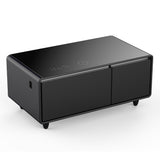 Modern Smart Coffee Table with Built-in Fridge, Bluetooth Speaker, Wireless Charging, Touch Control Panel, USB Interface Black - V.I.P Digital Presence