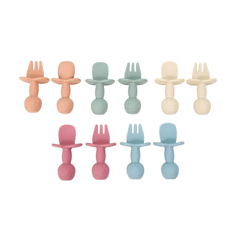 Licking Spoon for Baby Learning to Eat Training Spoon Short Handle Baby Supplementary Food Silicone Soft Spoon Fork Spoon Tableware 2-piece Set - V.I.P Digital Presence