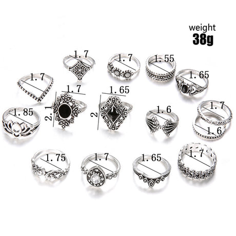 15 Piece Alloy Vintage Ring Set - V.I.P Digital Presence