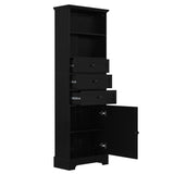 Black high storage cabinet with 3 drawers and adjustable shelves, MDF board painted - V.I.P Digital Presence