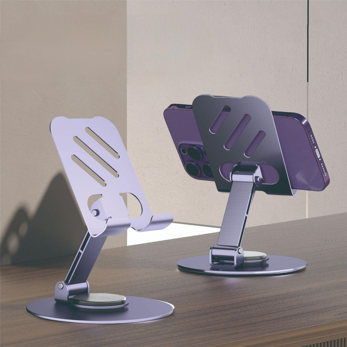 Aluminum alloy desktop phone holder with 360 degree rotation and folding, portable lazy all metal phone holder - V.I.P Digital Presence