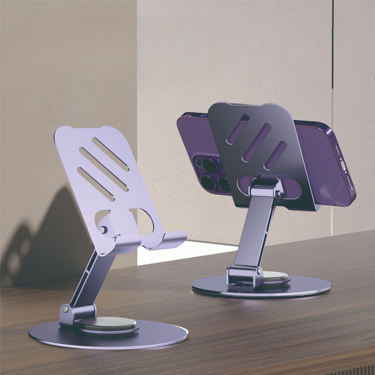 Aluminum alloy desktop phone holder with 360 degree rotation and folding, portable lazy all metal phone holder - V.I.P Digital Presence