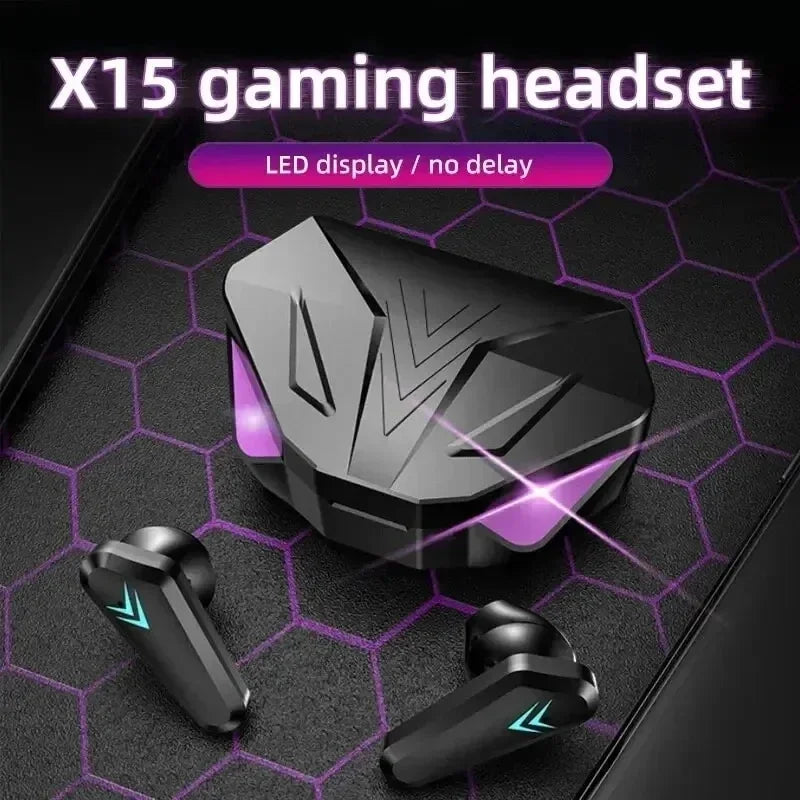 X15 juegos de deportes electrónicos inalámbricos TWS de dos orejas comen pollo con baja latencia pantalla digital táctil 5.0 auriculares Bluetooth - V.I.P Digital Presence