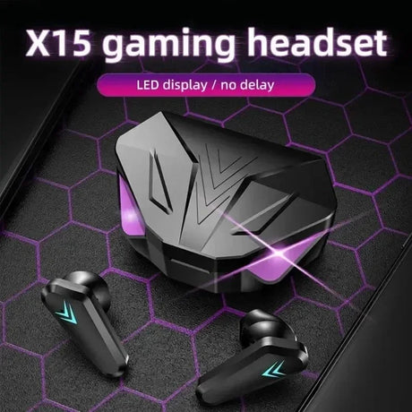 X15 juegos de deportes electrónicos inalámbricos TWS de dos orejas comen pollo con baja latencia pantalla digital táctil 5.0 auriculares Bluetooth - V.I.P Digital Presence