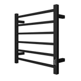 Towel Warmer 6 Bar Electric Heated Towel Rack Wall Mount Plug-in/Bath Towel Heater Matt-Black - Timer - V.I.P Digital Presence