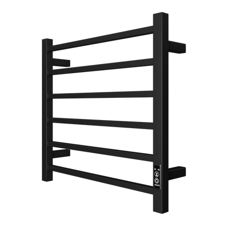 Towel Warmer 6 Bar Electric Heated Towel Rack Wall Mount Plug-in/Bath Towel Heater Matt-Black - Timer - V.I.P Digital Presence