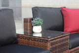 5 Pieces Outdoor Patio Garden Brown Wicker Sectional Conversation Sofa Set - V.I.P Digital Presence