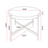 Modern Thread Design Round Coffee Table MDF Table Top with Cross Legs Metal Base(Set of 2 pcs )