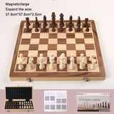 Ajedrez magnético plegable de madera maciza, juego de ajedrez de doble reina, juego de mesa para adultos, rompecabezas para niños, juguete