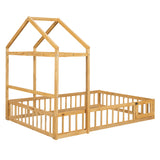 Wooden Full Size Children's Bed with Detachable Headboard and Integrated Clothes Drying Rack, Natural - V.I.P Digital Presence