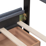Upholstered Platform Bed with Classic Headboard and 4 Drawers No Box Spring Needed Linen Fabric Queen Size Dark gray - V.I.P Digital Presence