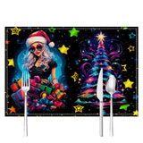 Christmas table mat with white linen starry sky and Santa Claus print - V.I.P Digital Presence