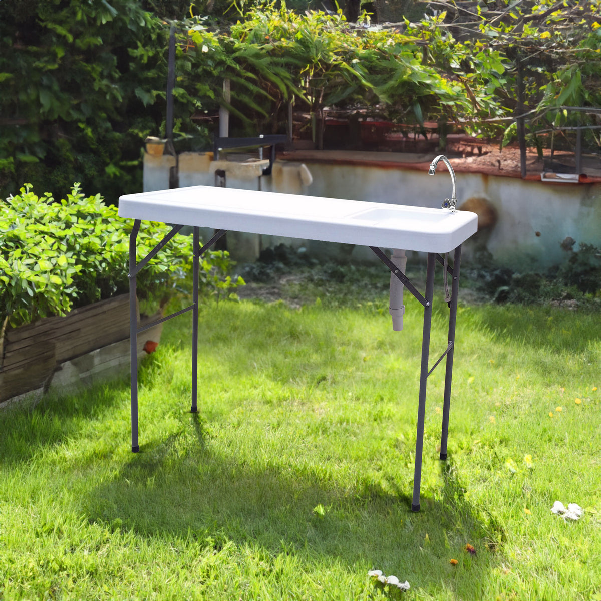 Outdoor Fish and Game Cutting Cleaning Table w/Sink and Faucet - V.I.P Digital Presence
