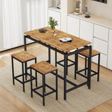 TREXM 5-piece compact bar table with table and stool - modern industrial design brown - V.I.P Digital Presence