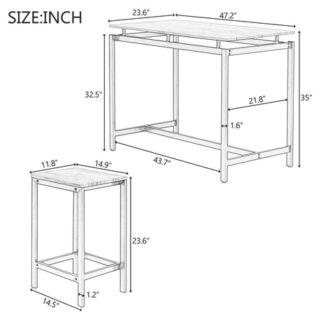 TREXM 5-piece compact bar table with table and stool - modern industrial design (dark brown) - V.I.P Digital Presence