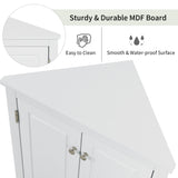 White Triangle Bathroom Storage Cabinet with Adjustable Shelves, Freestanding Floor Cabinet for Home Kitchen - V.I.P Digital Presence