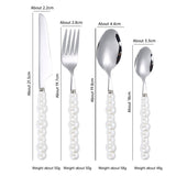 304 stainless steel knife and fork spoon creative pearl ceramic handle tableware western steak knife and fork dessert spoon - V.I.P Digital Presence