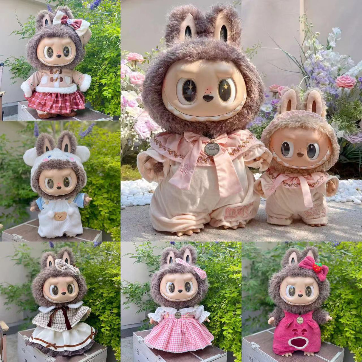 Ropa con diseño LABUBU de 58 cm, ropa de muñeca ZIMOMO, juguete de peluche LABUBU de goma, ropa linda