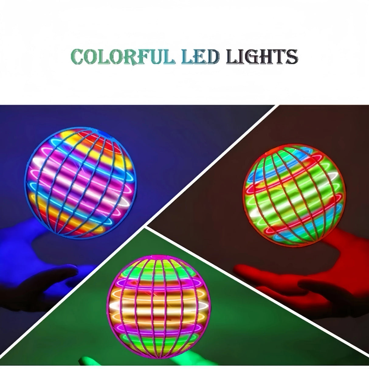 Dron volador con luces LED, bumerán, Flyorb, bola flotante, Fly Nova Orb, spinner volador, juguetes antiestrés, regalo para niños 