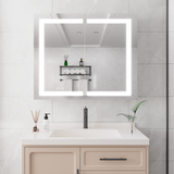 36 x 30 inch Medicine Cabinet with LED Vanity Mirror Anti-Fog  Recessed or Surface Mount Waterproof DimmableAluminum 3000K~6000K Lighted Double Door Bathroom Cabinet with Touch Switch - V.I.P Digital Presence