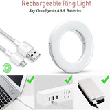 Anillo de luz para selfies con 40 lámparas LED de 3200 K a 6500 K, actualizado, para iPhone, Android, smartphone, vlog, luz de relleno, recargable. 