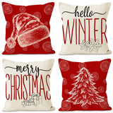 Christmas hat pillowcase linen Christmas tree letter print pillowcase holiday - V.I.P Digital Presence
