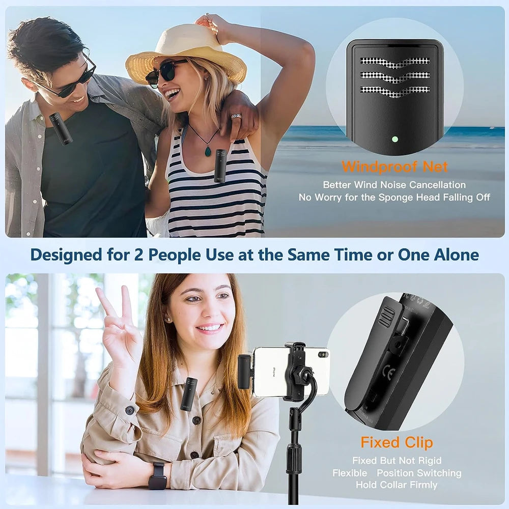 Wireless lavalier microphone for live recording intelligent noise reduction multifunctional portable small microphone - V.I.P Digital Presence