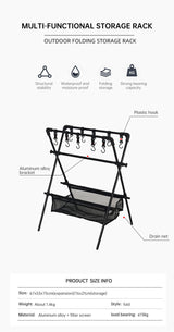 Estante plegable para acampar al aire libre, tendedero para coche de camping, red de secado, tendedero, estante de almacenamiento