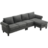 Convertible Sectional Sofa with Storage,L-shaped sofa Modern Linen Fabric Sectional Couches for Living Room,Gray - V.I.P Digital Presence