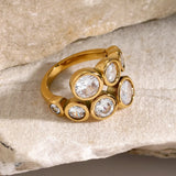 Stainless Steel Inlaid Zircon Bypass Ring - V.I.P Digital Presence
