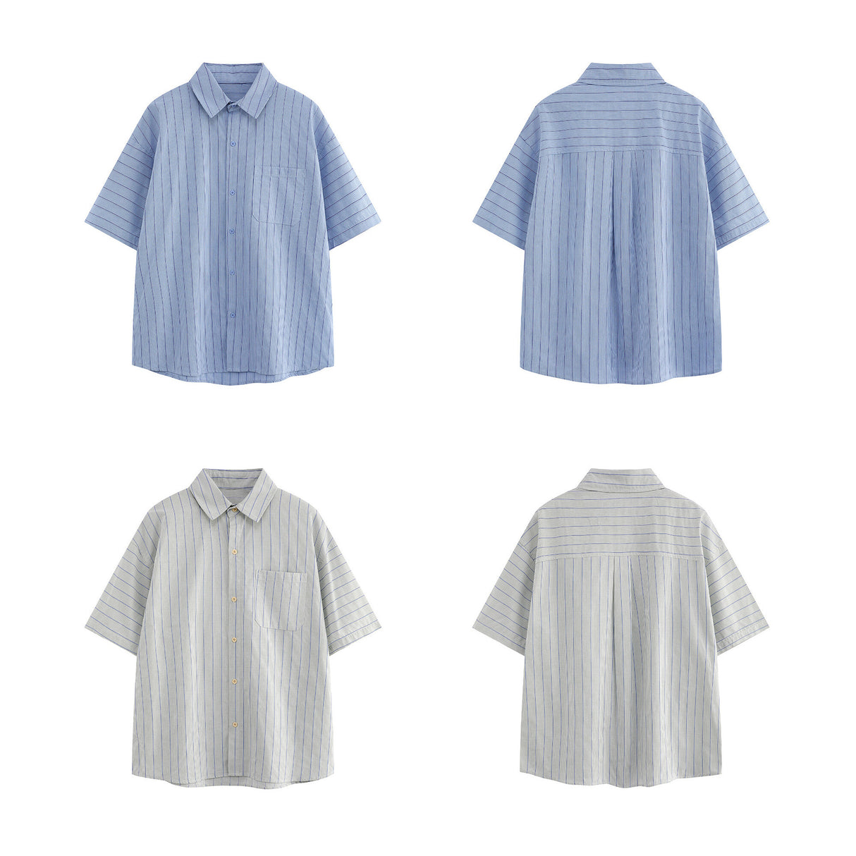 Patch striped casual loose silhouette short sleeved shirt for men - V.I.P Digital Presence