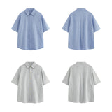 Patch striped casual loose silhouette short sleeved shirt for men - V.I.P Digital Presence