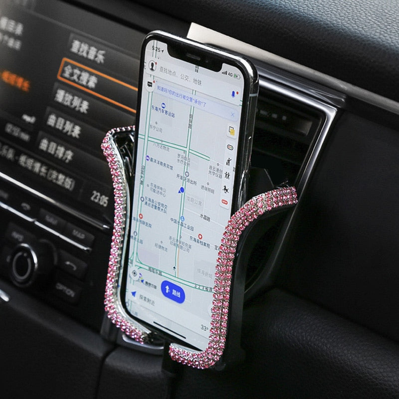 Universal Car Phone Holder with Bing Crystal Rhinestone Car Air Vent Mount Clip Cell Phone Holder for iPhone Samsung Car Holder - V.I.P Digital Presence