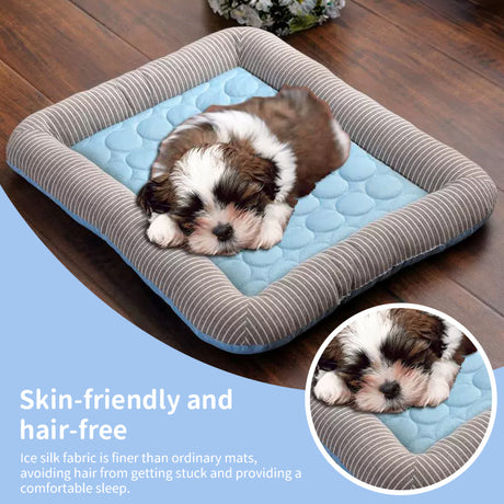 Cooling pet mats for dogs & cats (puppies/kittens): ice silk, breathable, soft summer pads in pink/blue. - V.I.P Digital Presence