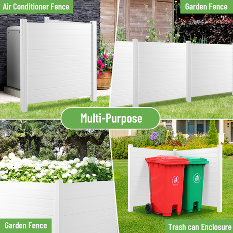 Privacy Fence Panels Kit Air Conditioner Trash Can Enclosure Vinyl white color - V.I.P Digital Presence