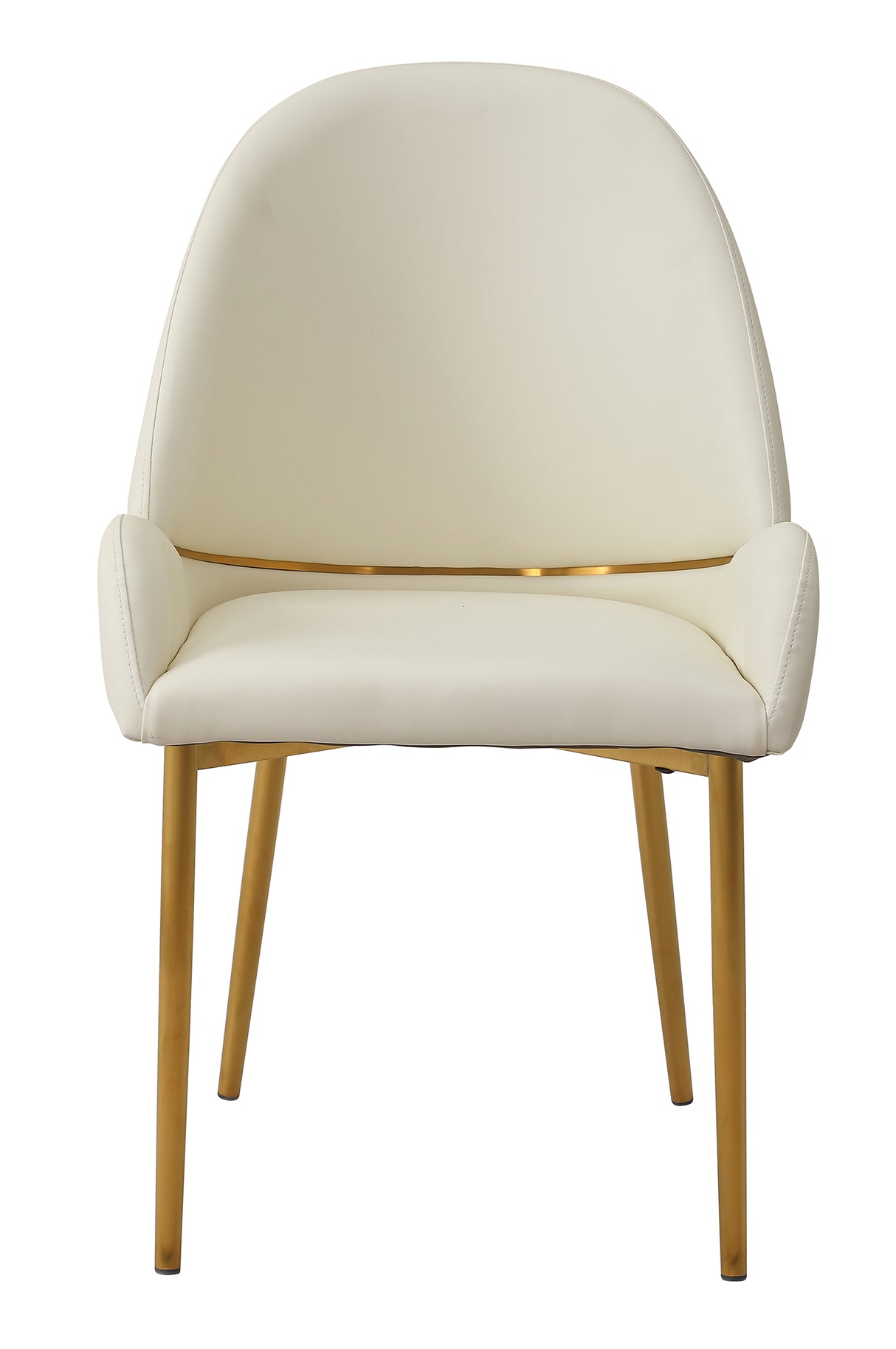 Dining Chair with PU Leather Beige color metal legs (Set of 2)（Foam + Beige + Meta） - V.I.P Digital Presence
