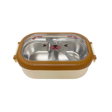 Cartoon cute bear stainless steel portable compartment lunch box with lid - V.I.P Digital Presence