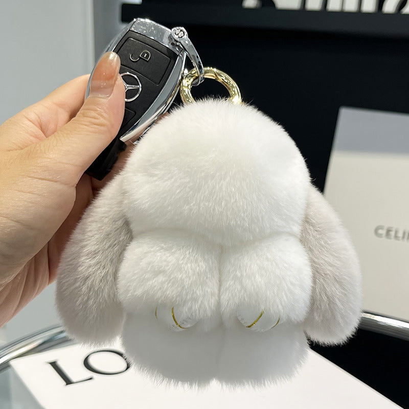 Cute Rex Rabbit Fur Doll Bunny Car Keychain Pendant Mini Bag Plush Dead Ornament Rabbit - V.I.P Digital Presence