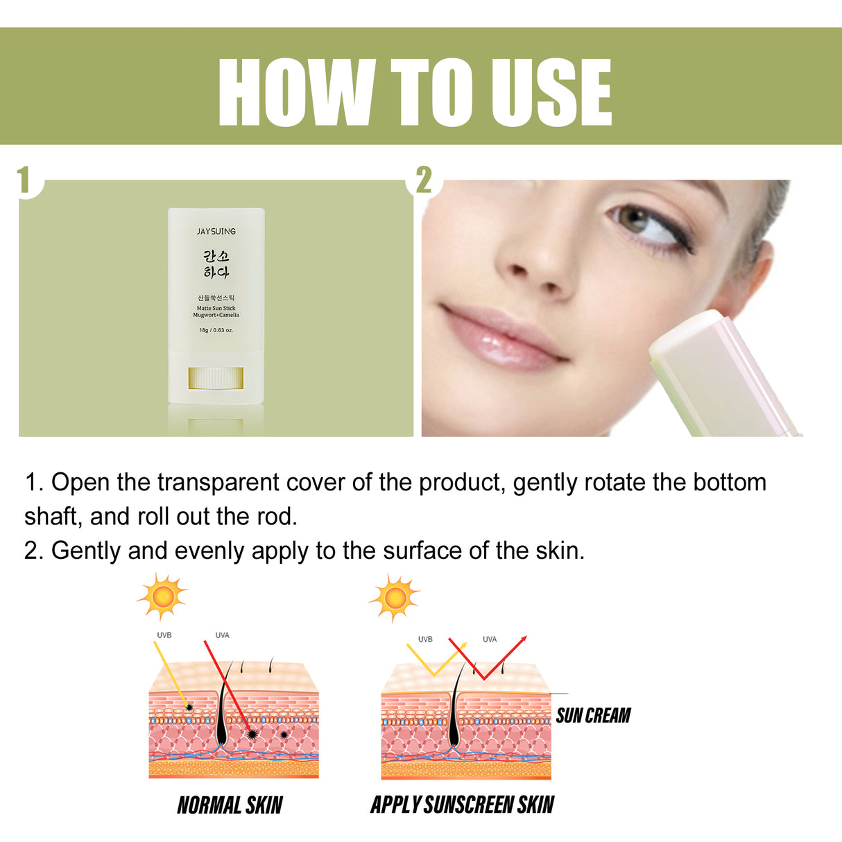 Matte Protection Stick Moisturizes And Repair Facial Skin In Summer With Refreshing Non-Sticky Uv Protection