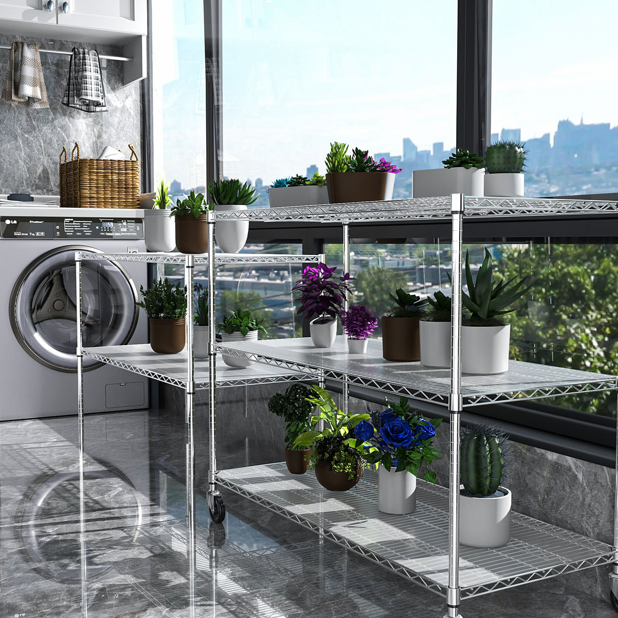 5 Tier 6000lbs Heavy Duty Adjustable Storage Rack Metal Shelf Wire Shelving Unit Chrome - V.I.P Digital Presence